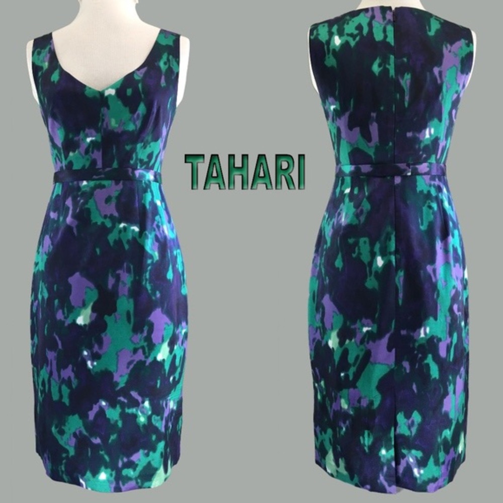 Tahari Watercolor pattern sleeveless dress